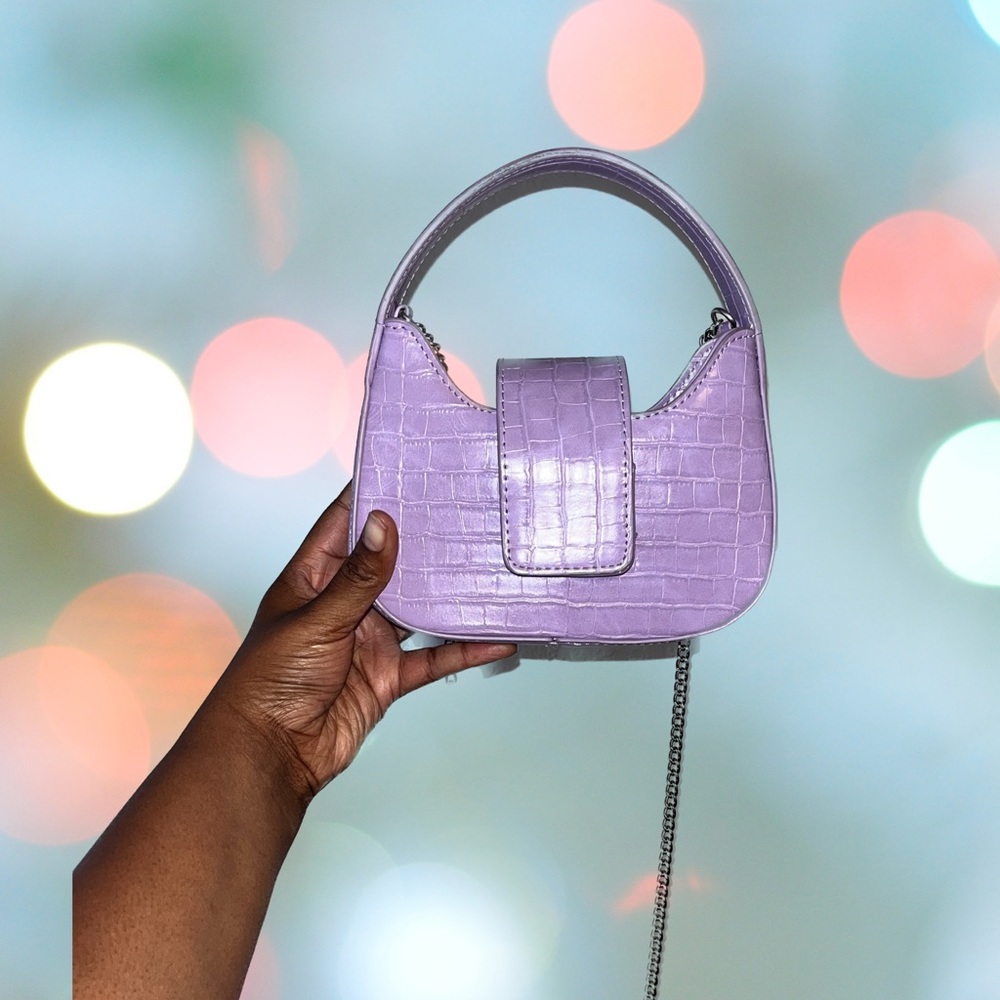 Mini Lavendar Crocodile Crossbody Purse